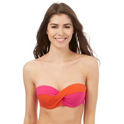 Multi-coloured colour block bikini top